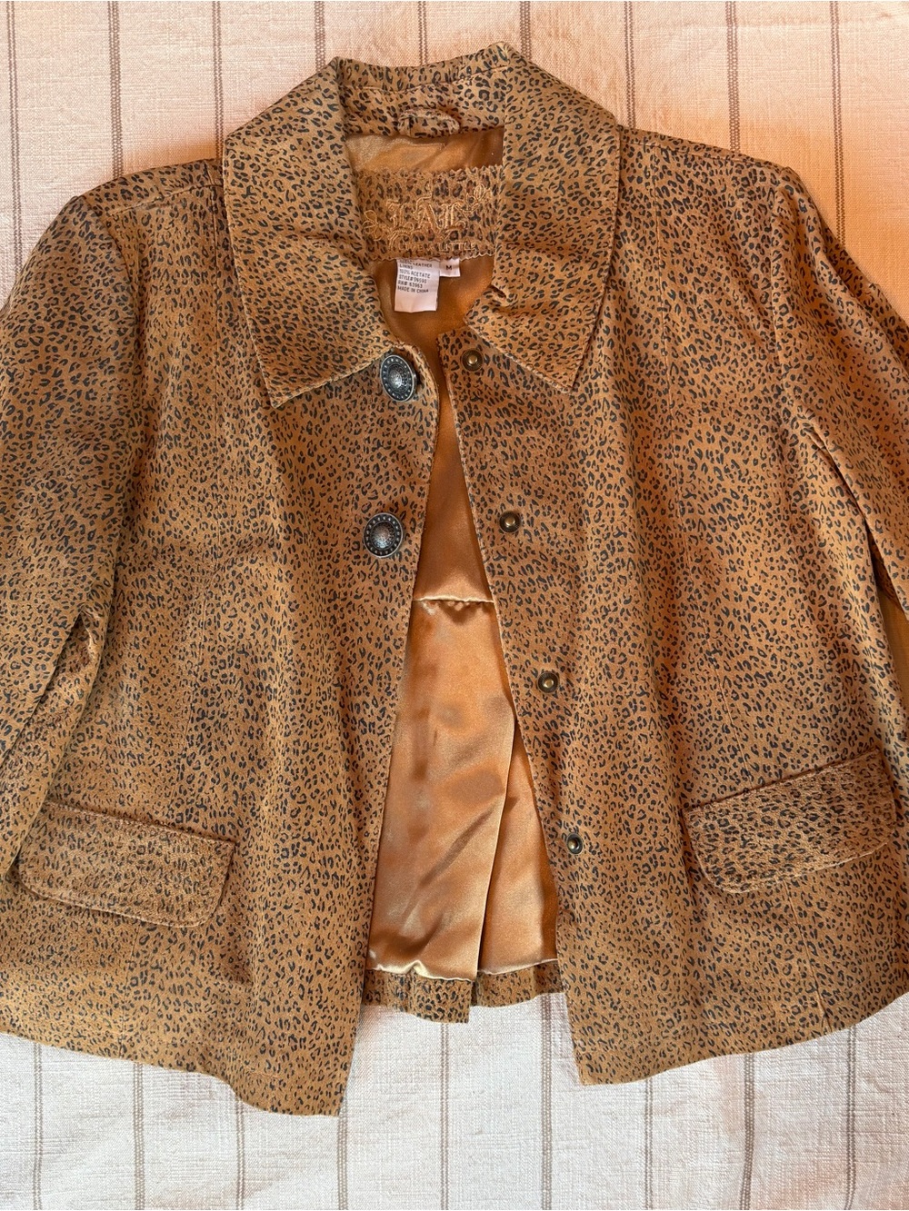 Live a Little Women’s Leopard Print leather Jacket - Brown